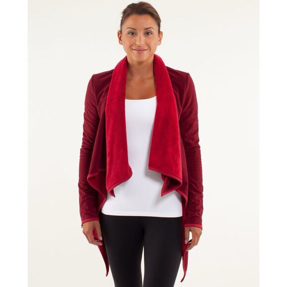 Lululemon Presence Of Mind Deepest Cranberry Red Fleece Wrap Jacket - Picture 1 of 7
